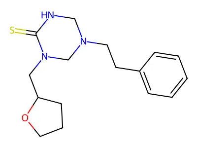 5-(2-Phenylethyl)-1-(tetrahydro-2-furanylmethyl)-1,3,5-triazinane-2-thione structure
