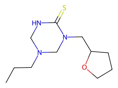 5-Propyl-1-(tetrahydro-2-furanylmethyl)-1,3,5-triazinane-2-thione structure