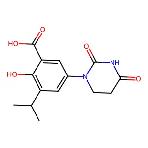 5-(2,4-dioxotetrahydro-1(2H)-pyrimidinyl)-2-hydroxy-3-isopropylbenzoic acid structure