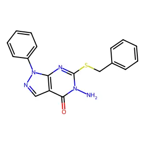 5-Amino-6-benzylsulfanyl-1-phenylpyrazolo[3,4-d]pyrimidin-4-one structure