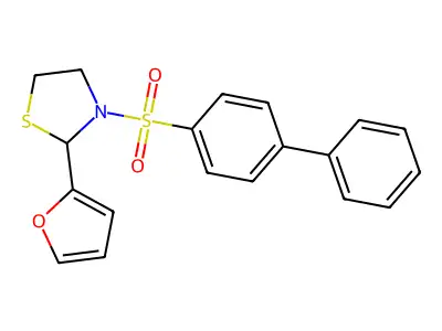 3-([1,1'-Biphenyl]-4-ylsulfonyl)-2-(2-furyl)-1,3-thiazolidine structure