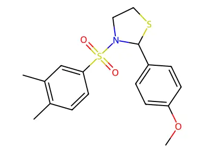 3-((3,4-Dimethylphenyl)sulfonyl)-2-(4-methoxyphenyl)thiazolidine structure