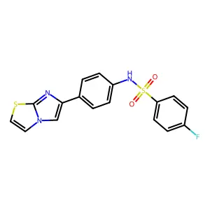 4-fluoro-N-(4-imidazo[2,1-b][1,3]thiazol-6-ylphenyl)benzenesulfonamide structure