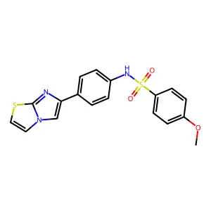 N-(4-imidazo[2,1-b][1,3]thiazol-6-ylphenyl)-4-methoxybenzenesulfonamide structure