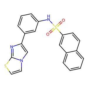 N-(3-imidazo[2,1-b][1,3]thiazol-6-ylphenyl)naphthalene-2-sulfonamide structure