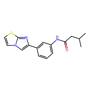 N-(3-imidazo[2,1-b][1,3]thiazol-6-ylphenyl)-3-methylbutanamide structure