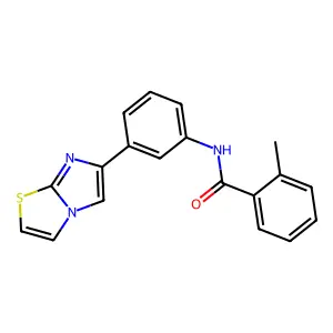 N-(3-imidazo[2,1-b][1,3]thiazol-6-ylphenyl)-2-methylbenzamide structure