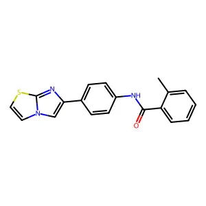 N-(4-imidazo[2,1-b][1,3]thiazol-6-ylphenyl)-2-methylbenzamide structure