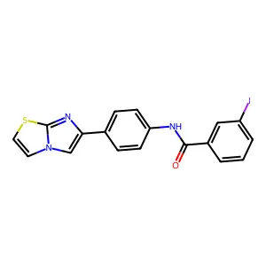 N-(4-imidazo[2,1-b][1,3]thiazol-6-ylphenyl)-3-iodobenzamide structure