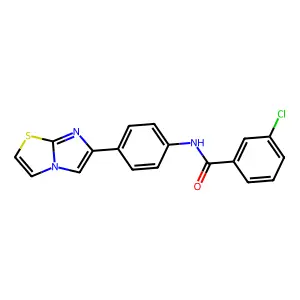 3-chloro-N-(4-imidazo[2,1-b][1,3]thiazol-6-ylphenyl)benzamide structure