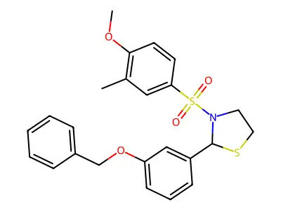 2-(3-(Benzyloxy)phenyl)-3-((4-methoxy-3-methylphenyl)sulfonyl)thiazolidine structure