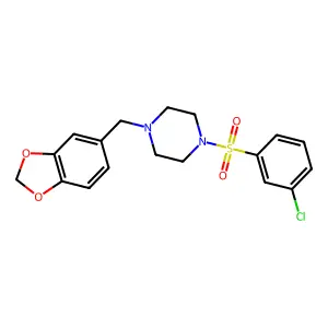 1-(1,3-Benzodioxol-5-ylmethyl)-4-[(3-chlorophenyl)sulfonyl]piperazine structure