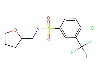 4-chloro-N-(tetrahydro-2-furanylmethyl)-3-(trifluoromethyl)benzenesulfonamide structure