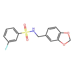 N-(1,3-benzodioxol-5-ylmethyl)-3-fluorobenzenesulfonamide structure