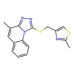 2-Methyl-4-(((4-methyl-[1,2,4]triazolo[4,3-a]quinolin-1-yl)thio)methyl)thiazole structure