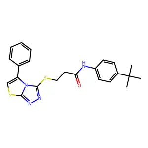 N-(4-(tert-butyl)phenyl)-3-((5-phenylthiazolo[2,3-c][1,2,4]triazol-3-yl)thio)propanamide structure