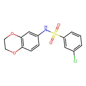 3-chloro-N-(2,3-dihydro-1,4-benzodioxin-6-yl)benzenesulfonamide structure