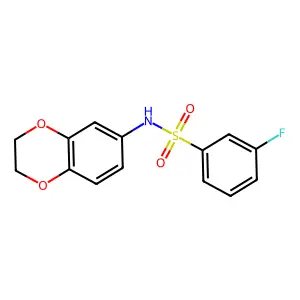 N-(2,3-dihydro-1,4-benzodioxin-6-yl)-3-fluorobenzenesulfonamide structure