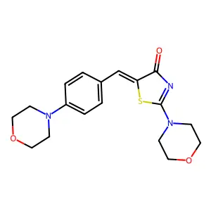 (5Z)-2-morpholin-4-yl-5-[(4-morpholin-4-ylphenyl)methylidene]-1,3-thiazol-4-one structure