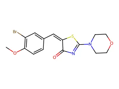 (5E)-5-[(3-bromo-4-methoxyphenyl)methylidene]-2-morpholin-4-yl-1,3-thiazol-4-one structure