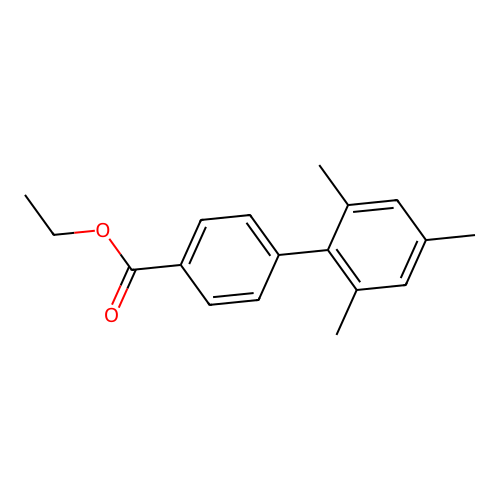 [1,1'-Biphenyl]-4-carboxylic acid, 2',4',6'-trimethyl-, ethyl ester structure