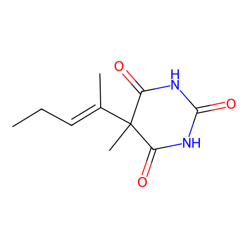 Barbituric acid, 5-methyl-5-(1-methyl-1-butenyl)- structure