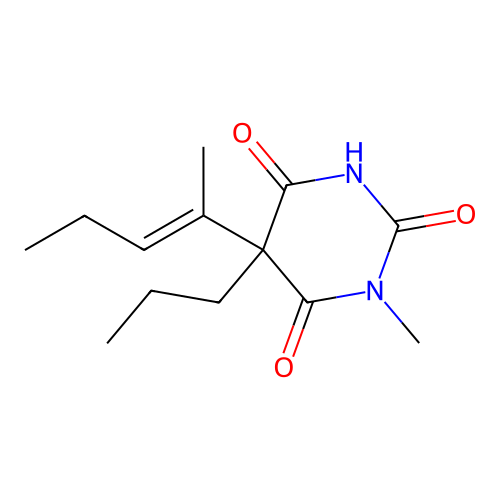 Barbituric acid, 1-methyl-5-(1-methyl-1-butenyl)-5-propyl- structure