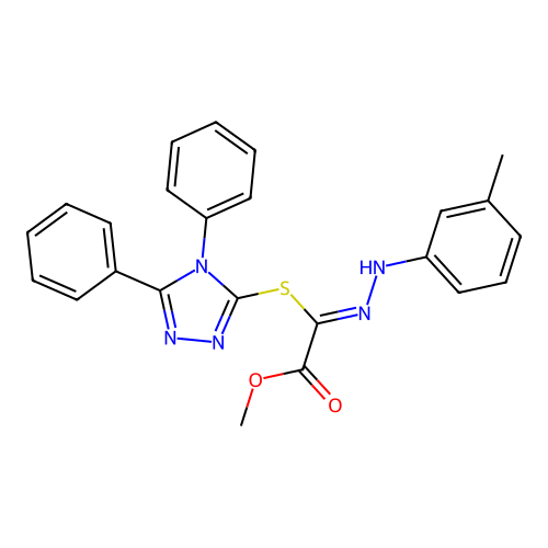 (Z)-methyl 2-((4,5-diphenyl-4H-1,2,4-triazol-3-yl)thio)-2-(2-(m-tolyl)hydrazono)acetate structure