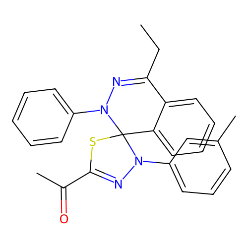 1-(4-ethyl-2-phenyl-3'-(m-tolyl)-2H,3'H-spiro[phthalazine-1,2'-[1,3,4]thiadiazol]-5'-yl)ethanone structure