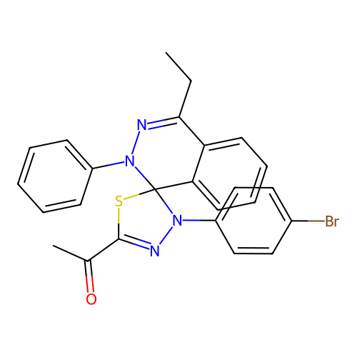 1-(3'-(4-bromophenyl)-4-ethyl-2-phenyl-2H,3'H-spiro[phthalazine-1,2'-[1,3,4]thiadiazol]-5'-yl)ethanone structure