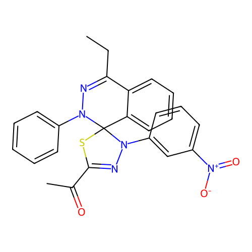 1-[4-ethyl-3'-(3-nitrophenyl)-2-phenyl-2H,3'H-spiro[phthalazine-1,2'-[1,3,4]thiadiazol]-5'-yl]ethanone structure