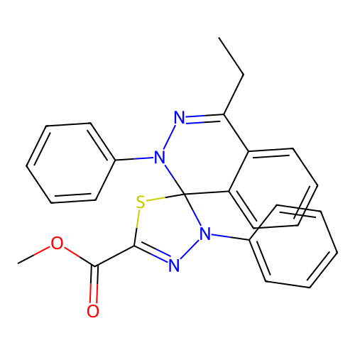 methyl 4-ethyl-2,3'-diphenyl-2H,3'H-spiro[phthalazine-1,2'-[1,3,4]thiadiazole]-5'-carboxylate structure
