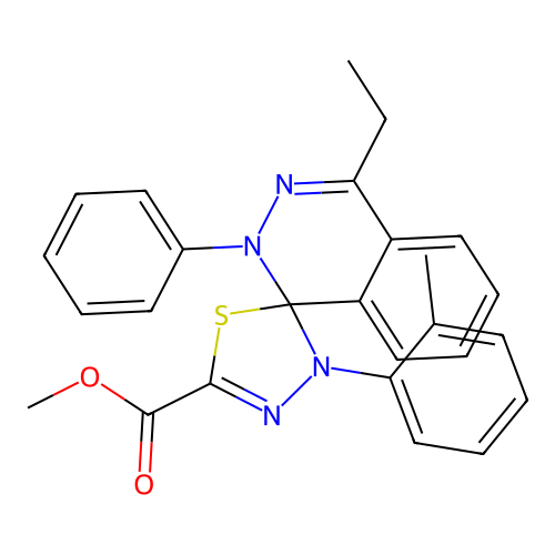 methyl 4-ethyl-3'-(2-methylphenyl)-2-phenyl-2H,3'H-spiro[phthalazine-1,2'-[1,3,4]thiadiazole]-5'-carboxylate structure