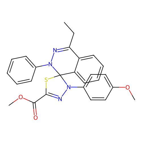 methyl 4-ethyl-3'-(4-methoxyphenyl)-2-phenyl-2H,3'H-spiro[phthalazine-1,2'-[1,3,4]thiadiazole]-5'-carboxylate structure