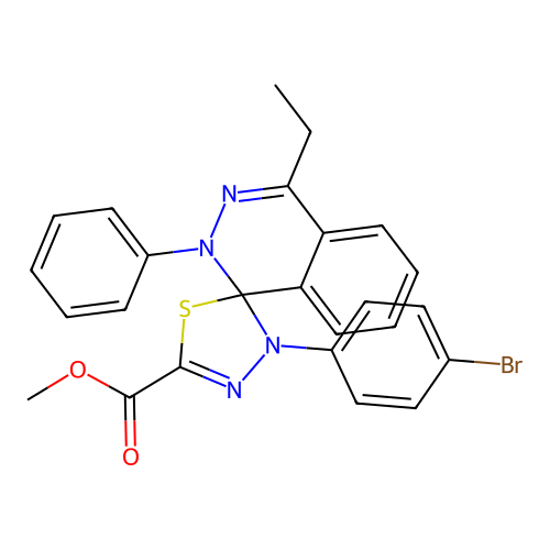 methyl 3'-(4-bromophenyl)-4-ethyl-2-phenyl-2H,3'H-spiro[phthalazine-1,2'-[1,3,4]thiadiazole]-5'-carboxylate structure
