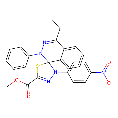 methyl 4-ethyl-3'-(4-nitrophenyl)-2-phenyl-2H,3'H-spiro[phthalazine-1,2'-[1,3,4]thiadiazole]-5'-carboxylate structure