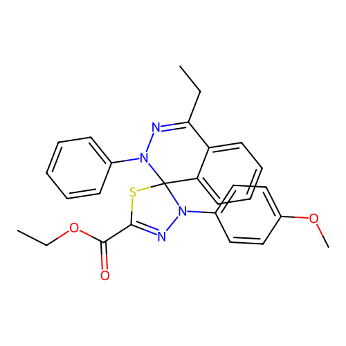 ethyl 4-ethyl-3'-(4-methoxyphenyl)-2-phenyl-2H,3'H-spiro[phthalazine-1,2'-[1,3,4]thiadiazole]-5'-carboxylate structure