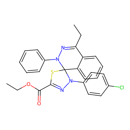 ethyl 3'-(4-chlorophenyl)-4-ethyl-2-phenyl-2H,3'H-spiro[phthalazine-1,2'-[1,3,4]thiadiazole]-5'-carboxylate structure