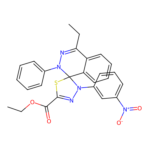 ethyl 4-ethyl-3'-(3-nitrophenyl)-2-phenyl-2H,3'H-spiro[phthalazine-1,2'-[1,3,4]thiadiazole]-5'-carboxylate structure