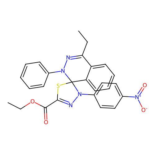 ethyl 4-ethyl-3'-(4-nitrophenyl)-2-phenyl-2H,3'H-spiro[phthalazine-1,2'-[1,3,4]thiadiazole]-5'-carboxylate structure