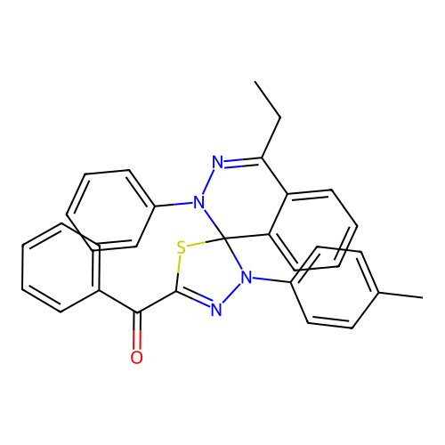 (4-ethyl-2-phenyl-3'-(p-tolyl)-2H,3'H-spiro[phthalazine-1,2'-[1,3,4]thiadiazol]-5'-yl)(phenyl)methanone structure