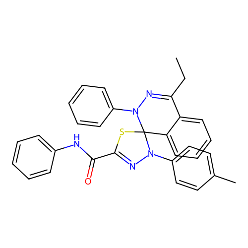 4'-ethyl-4-(4-methylphenyl)-N,2'-diphenyl-spiro[1,3,4-thiadiazole-5,1'-phthalazine]-2-carboxamide structure