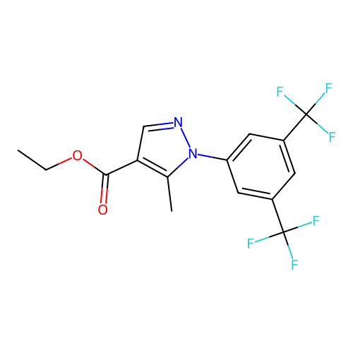 Ethyl 1-[3,5-bis(trifluoromethyl)phenyl]-5-methylpyrazole-4-carboxylate structure