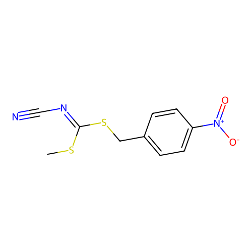 [Methylsulfanyl-[(4-nitrophenyl)methylsulfanyl]methylidene]cyanamide structure