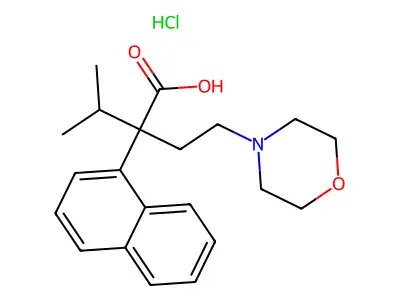 4-Morpholinebutyric acid, alpha-isopropyl-alpha-1-naphthyl-, hydrochloride structure