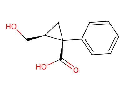 2-(Hydroxymethyl)-1-phenylcyclopropane-1-carboxylic acid structure