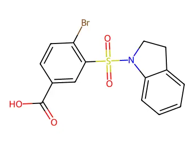 4-bromo-3-(2,3-dihydro-1H-indole-1-sulfonyl)benzoic acid structure