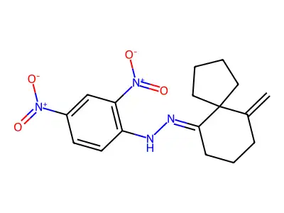 N-[(6-methylidenespiro[4.5]decan-10-ylidene)amino]-2,4-dinitroaniline structure