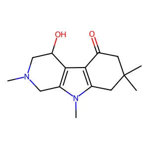 4-hydroxy-2,7,7,9-tetramethyl-3,4,6,8-tetrahydro-1H-pyrido[3,4-b]indol-5-one structure