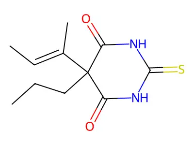 4,6 (1H, 5H)-Pyrimidinedione, dihydro-5-(1-methyl-1-propenyl)-5-propyl-2-thioxo- structure